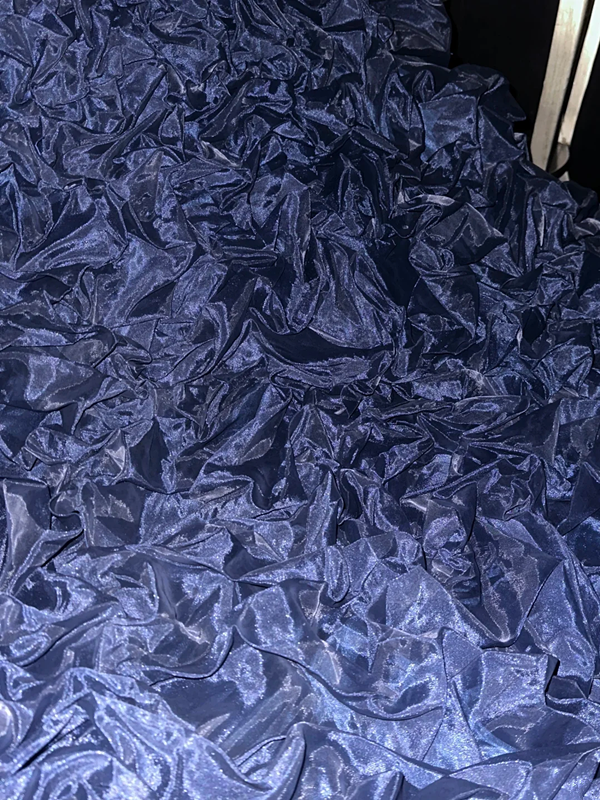 Navy blue strapless, fitted waist, alluring and sexy long ball gown R6938