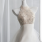 Off-white halter neck fitted waist slim fishtail long ball gown R8434