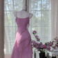 Light purple halter-neck fitted midi ball gown R7653
