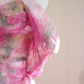 Pink floral print, fitted waist, full skirt, long ball gown, bridal dress R8464