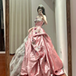 Light pink strapless fitted waist slim-fitting ball gown/bridal dress R8622