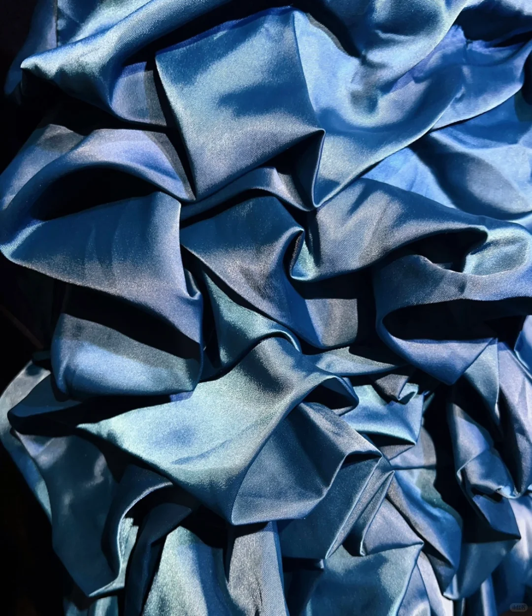 Blue suspender waist slim pleated bud skirt short skirt homecoming dress R4967