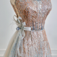 Gradient color strapless waist-cinching A-line long ball gown R8204