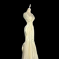 Off-white halter-neck fitted bodycon sexy ball gown R8108