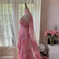 Light pink tie-dye halter-neck fitted backless sexy long ball gown R7765