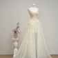 Light apricot halter-neck fitted long ball gown, bridal dress R8895