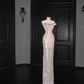 Pink sequined tube top sexy long skirt with waist, prom dress R5664