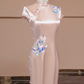 Light pink satin fitted Chinese retro ball gown, bridal dress R8289