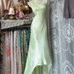 Sleeveless Waist-Cinched Slim-Fit Floor-Length Ball Gown in Light Green R7417
