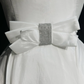 White sleeveless satin waist slim mid-length skirt homecoming dress R4926