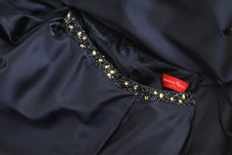 Navy blue halter neck beaded sexy top and long skirt set for a prom dress R6699