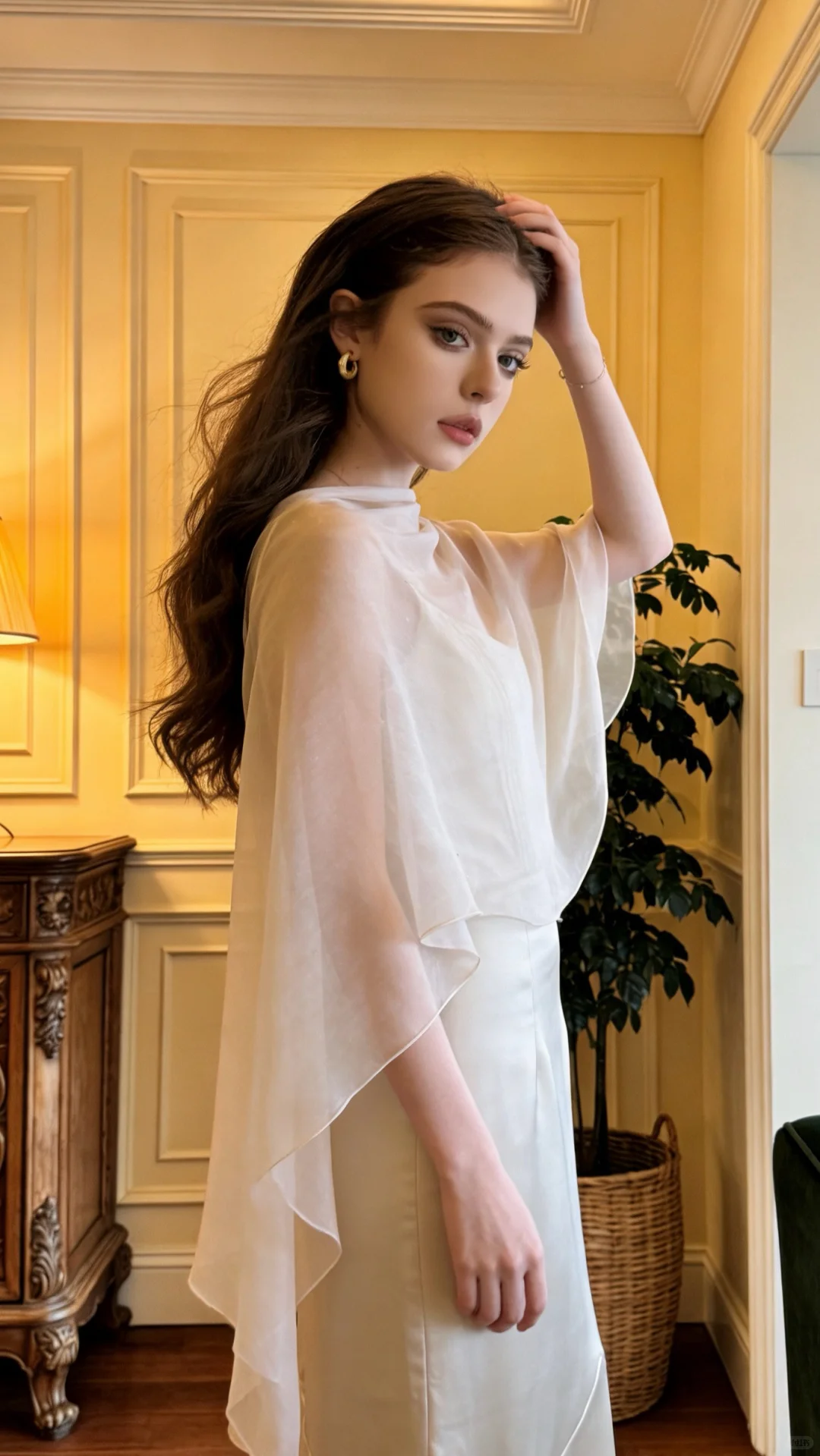 White halter-neck fitted long ball gown/bridal dress R8835