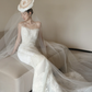 White tube top lace waist slim fit temperament fishtail sexy long dress bridal gown R6060
