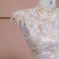 Light champagne-colored sleeveless, fitted ball gown/bridal dress with a Chinese neckline R8346