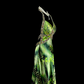 Green halter neck, fitted waist, revealing hips, sexy long ball gown R6659