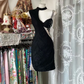 Black halter-neck, fitted waist, asymmetrical neckline, sexy and slim-fitting short ball gown R7806
