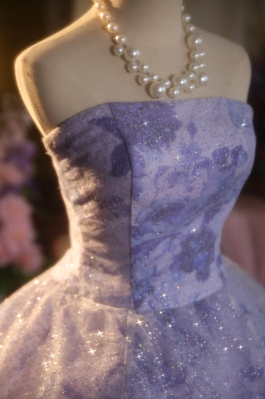 Purple strapless fitted waist ball gown/bridal dress R7271