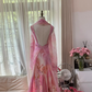 Light pink tie-dye halter-neck fitted backless sexy long ball gown R7765