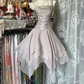 Light gray halter-neck fitted slim-fitting irregular hem sexy ball gown R7885