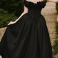 Black strapless tube top with fishbone waist, elegant temperament long skirt, homecoming dress R4679