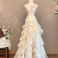 White halter neck fitted waist slim-fitting floral skirt ball gown/bridal dress R7231