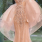 Champagne pink tube top waist slim fishtail sexy long dress bridal dress R5706