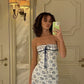 Retro floral tube top sexy slim hip skirt homecoming dress R2609
