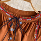 Retro ethnic style lantern sleeve embroidery round neck waist A-line cotton and linen elegant dress R0318