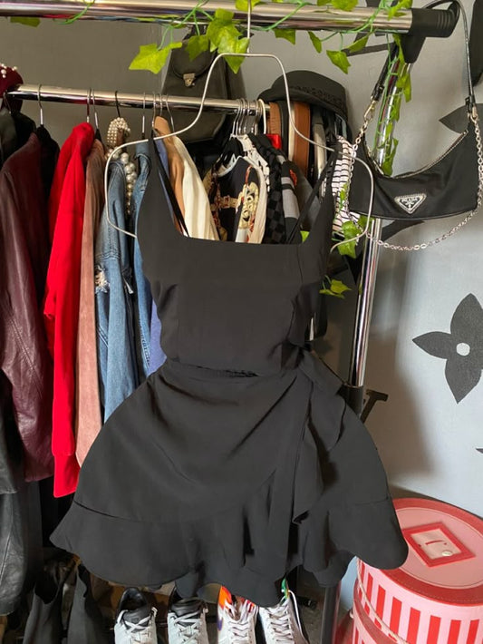 Pleated skirt suspenders waist cake skirt homecoming dress R2888