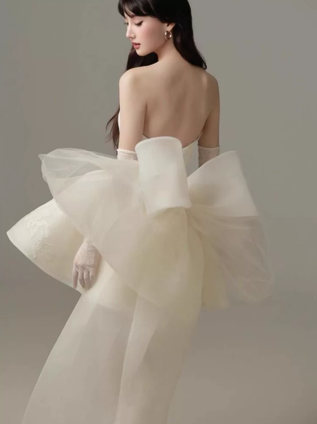 Hazy Bow Back Accessory Women's Homecoming Dress White Corset Short Prom Dress Birthday Dress RS2610