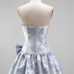 Fresh Printed Pattern Women's Homecoming Dress Pale Blue Corset Short Prom Dress Birthday Dress RS2730