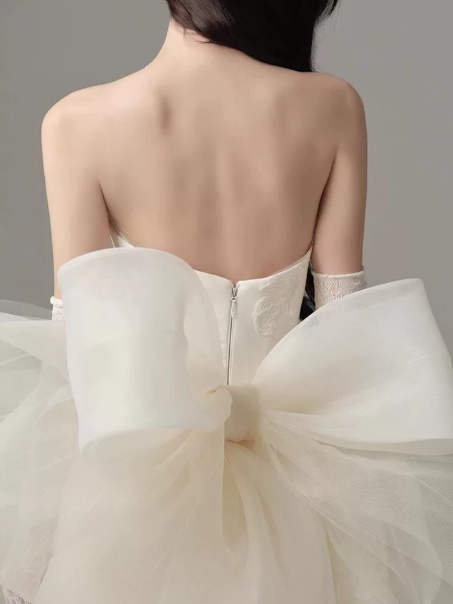 Hazy Bow Back Accessory Women's Homecoming Dress White Corset Short Prom Dress Birthday Dress RS2610