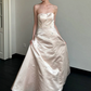 French Chic Light Ivory A-Line Strapless Long Wedding Dress RS144