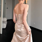 French Chic Light Ivory A-Line Strapless Long Wedding Dress RS144