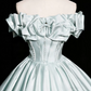 Elegant Mint Green Prom Gown , Silky Satin Corset Maxi Evening Dress Ball Gown RS1718