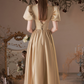 Sparkly Golden Prom Gown , Satin Silky Beaded Corset Midi Evening Dress RS1729