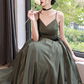 Resort Bud Green Prom Gown , Silky Satin Pleated Corset Maxi Summer Dress Cami Dress RS1731
