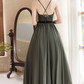 Resort Bud Green Prom Gown , Silky Satin Pleated Corset Maxi Summer Dress Cami Dress RS1731