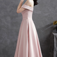 Gentle Pink Prom Gown , Satin Hazy Corset Maxi Evening Dress Birthday Dress RS1733