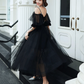 Stunning Black Prom Gown , Tulle Hazy Corset Maxi Evening Dress Cami Dress RS1736