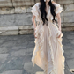 Beautiful little skirt exquisite dress ruffled V-neck waist long skirt R0703