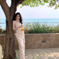Beautiful floral suspender dress with irregular waist and slim fit R0644