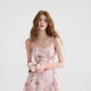 Floral suspender skirt outfit with waist-pinching dress pink short skirt for women in summer R3458