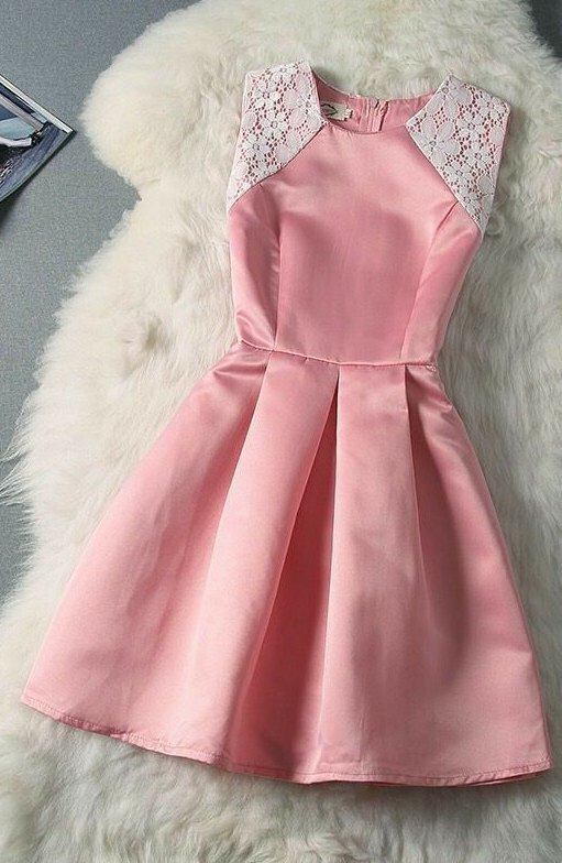 Minimalist Barbie Pink Homecoming Dress , Satin Corset Short Prom Dress RS1744