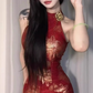 New Chinese style sleeveless cheongsam skirt 2025 large size sexy slim hip long skirt R1223