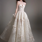French Chic White A-Line Strapless Lace Embridery Wedding Dress with Bow-knot RS150