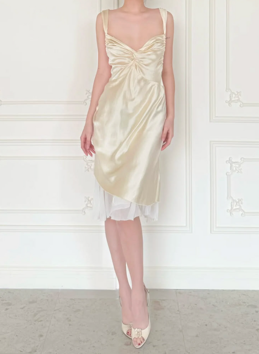 Sparkly Ivory Homecoming Dress , Silky Chiffon Corset Short Cocktail Dress Summer Dress RS1765