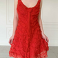 Stunning Red Homecoming Dress , Fish scale Tulle Short Cocktail Dress Summer Dress RS1766