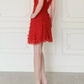 Stunning Red Homecoming Dress , Fish scale Tulle Short Cocktail Dress Summer Dress RS1766