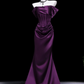 Satin Hazy Corset Prom Gown ,  High End Purple Maxi Evening Dress Ball Gown RS1796